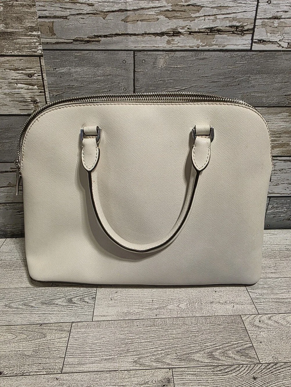 Michael Kors Ivory Saffiano Dome Satchel